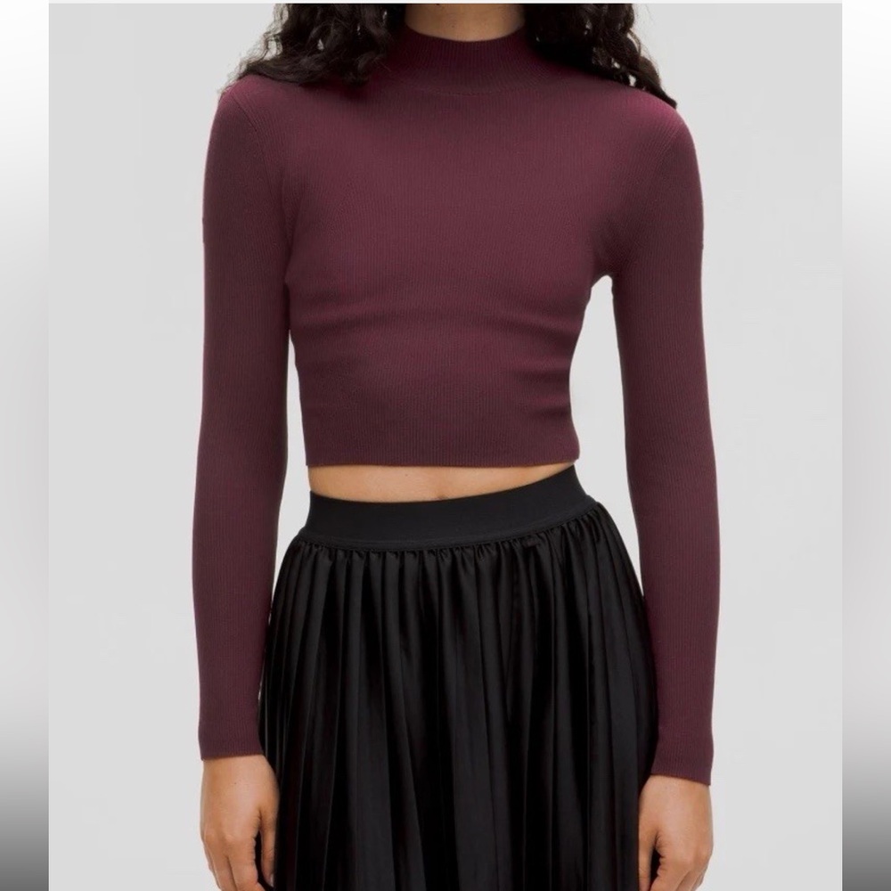 Lululemon Ribbed-Knit Twist-Back Mockneck Sweater